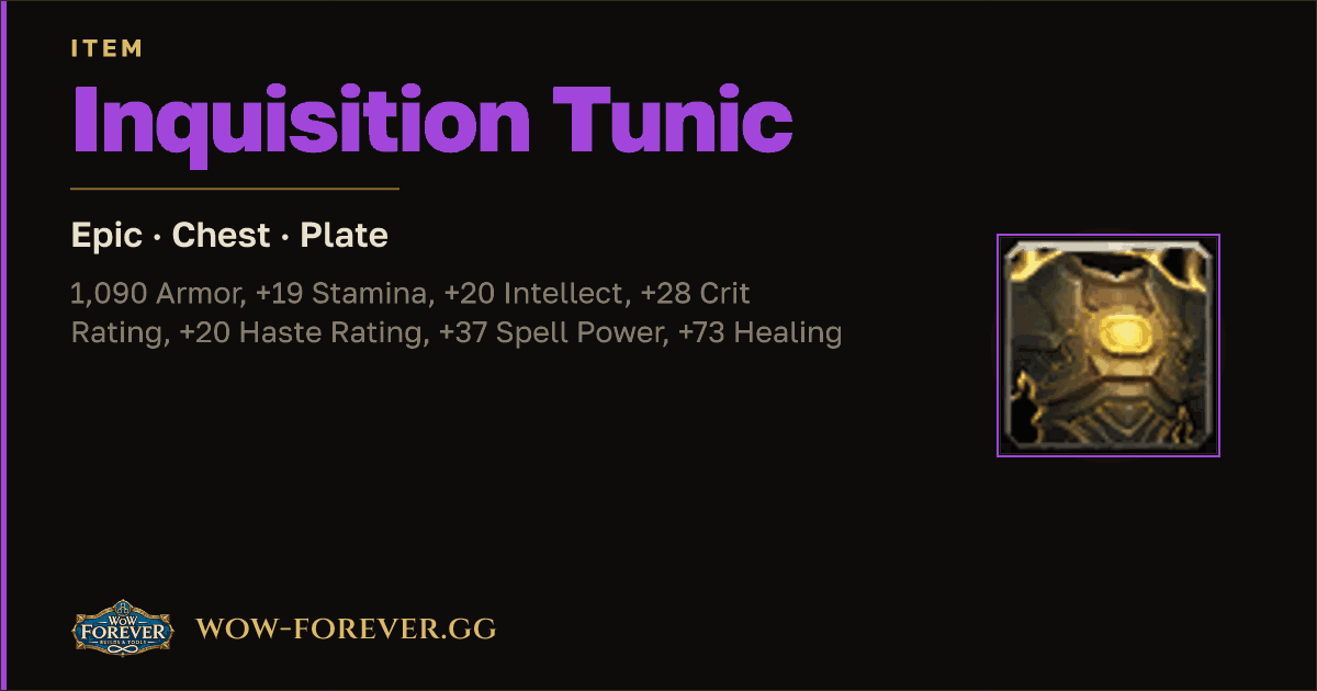 The preview card for Inquisition Tunic