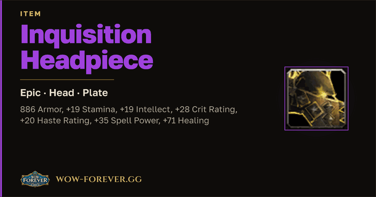 The preview card for Inquisition Headpiece