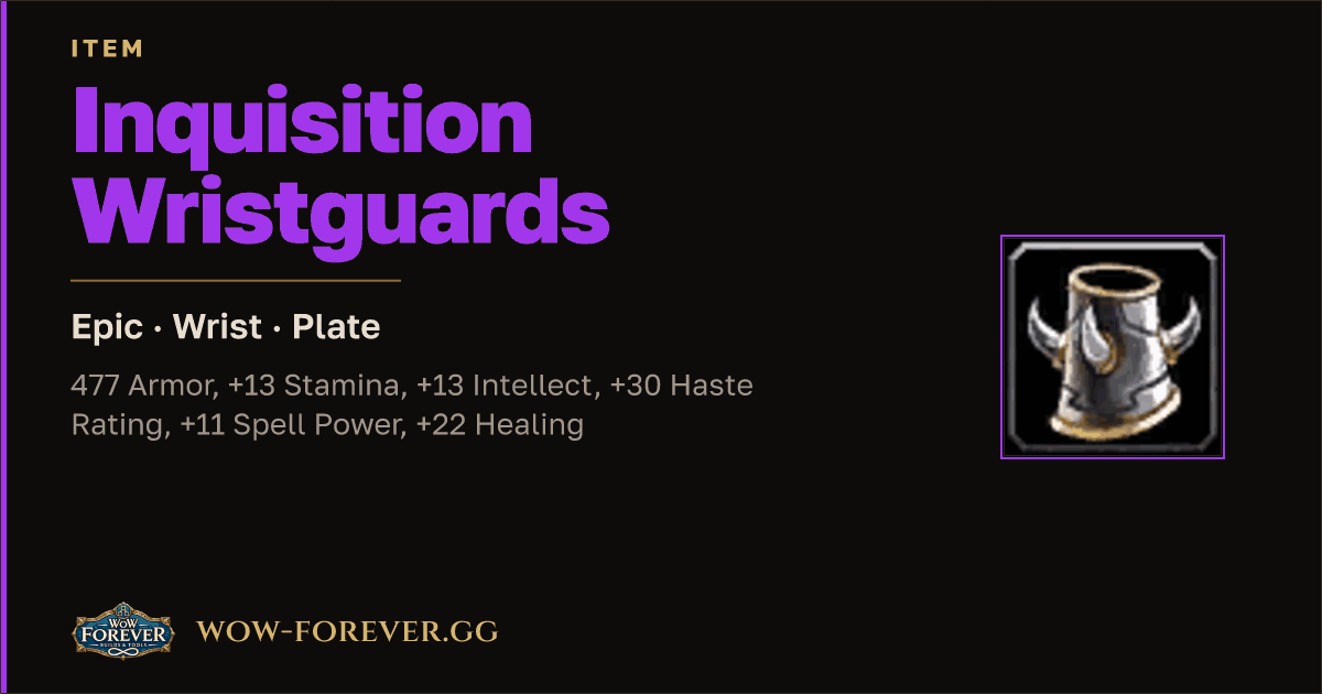 The preview card for Inquisition Wristguards
