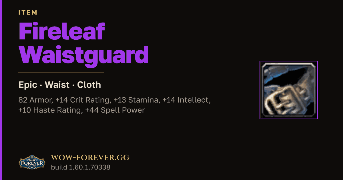 The preview card for Fireleaf Waistguard
