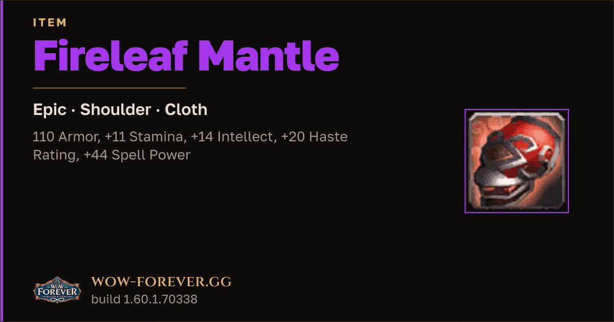 The preview card for Fireleaf Mantle