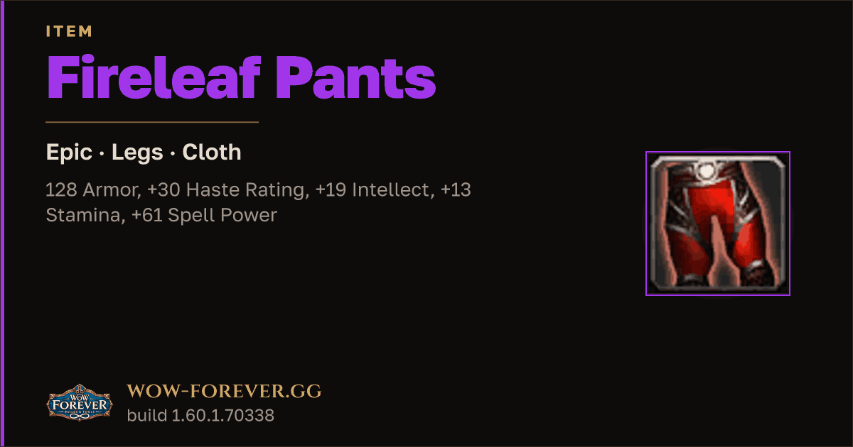 The preview card for Fireleaf Pants