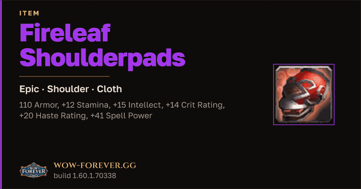 The preview card for Fireleaf Shoulderpads