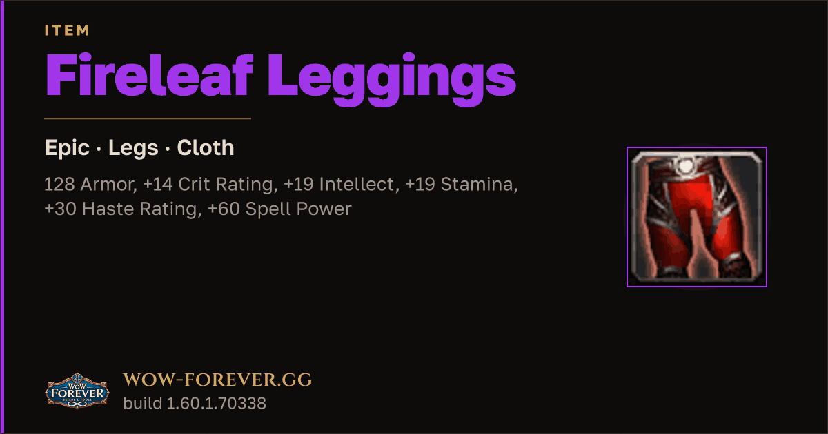 The preview card for Fireleaf Leggings