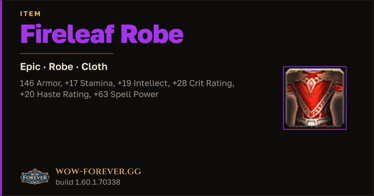 The preview card for Fireleaf Robe