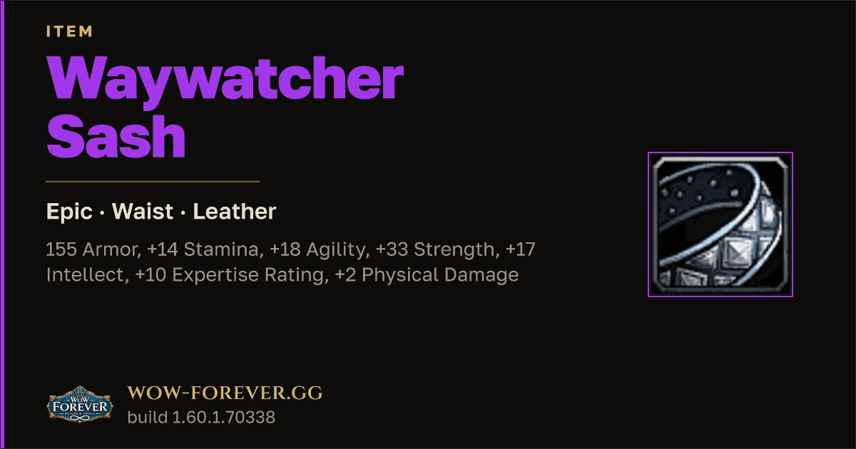 The preview card for Waywatcher Sash