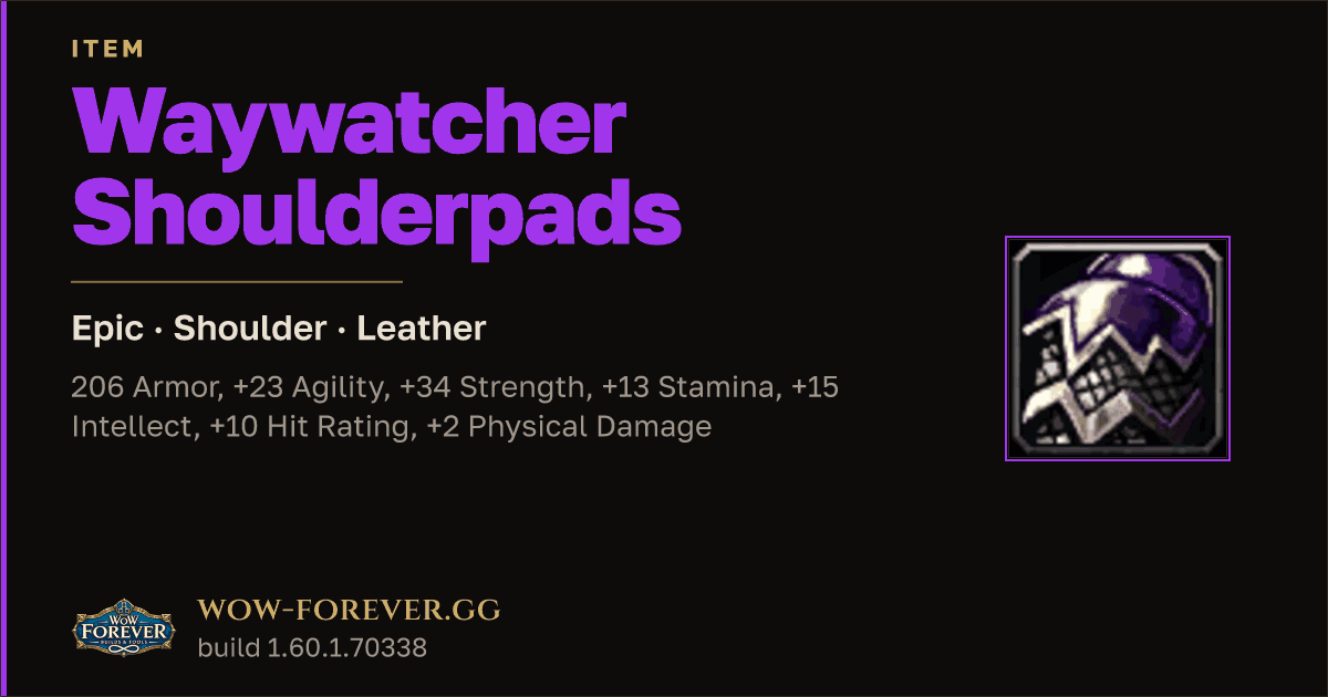 The preview card for Waywatcher Shoulderpads