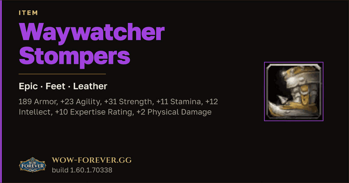 The preview card for Waywatcher Stompers