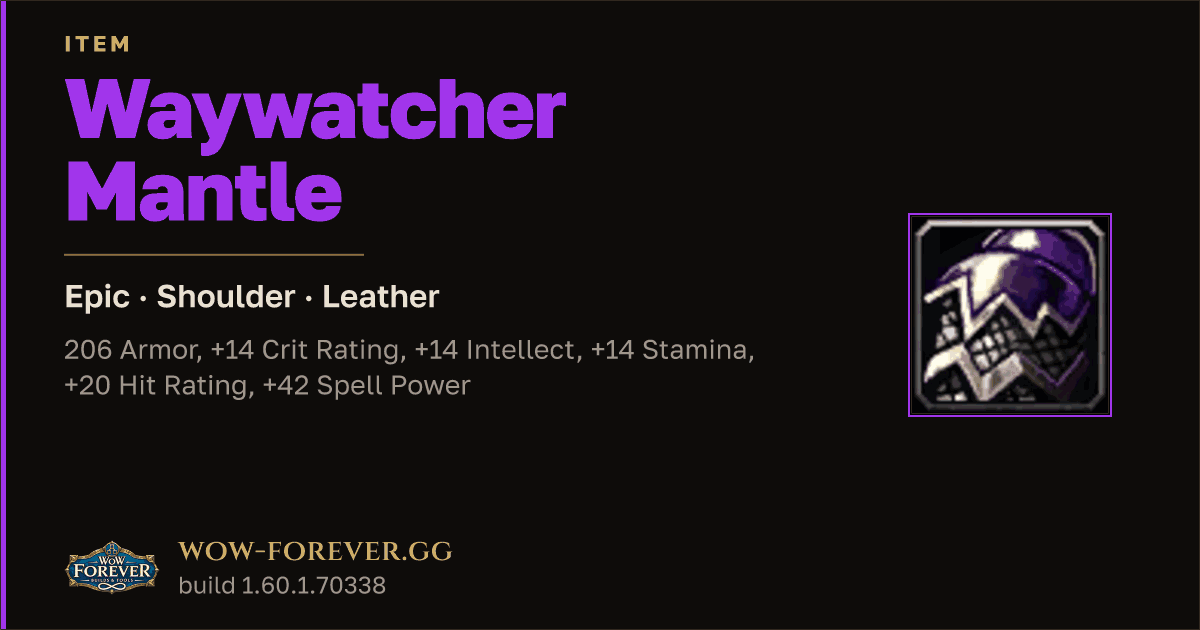 The preview card for Waywatcher Mantle