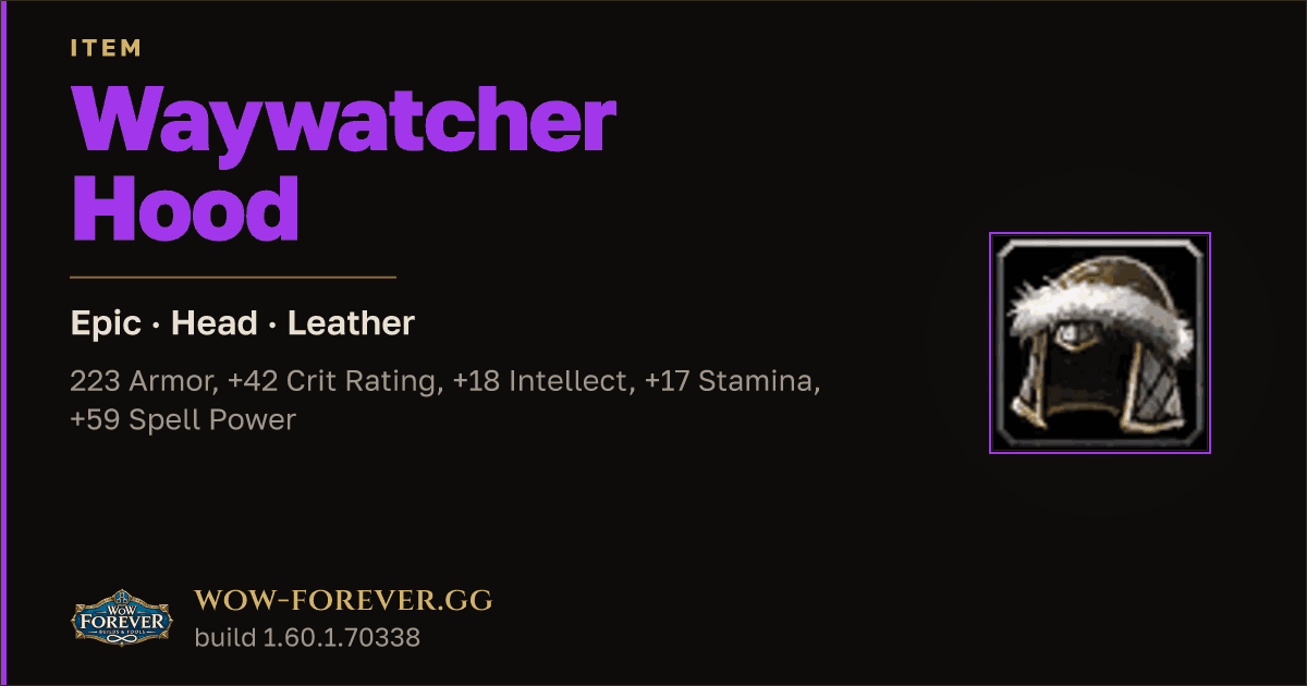 The preview card for Waywatcher Hood