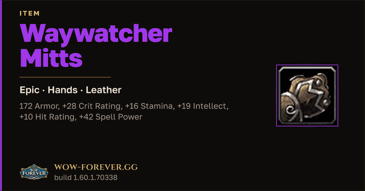 The preview card for Waywatcher Mitts