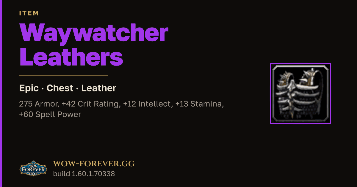 The preview card for Waywatcher Leathers
