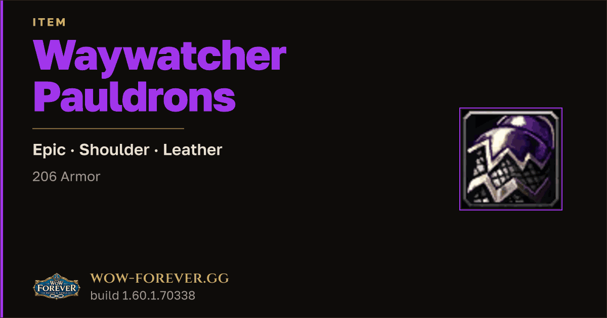 The preview card for Waywatcher Pauldrons