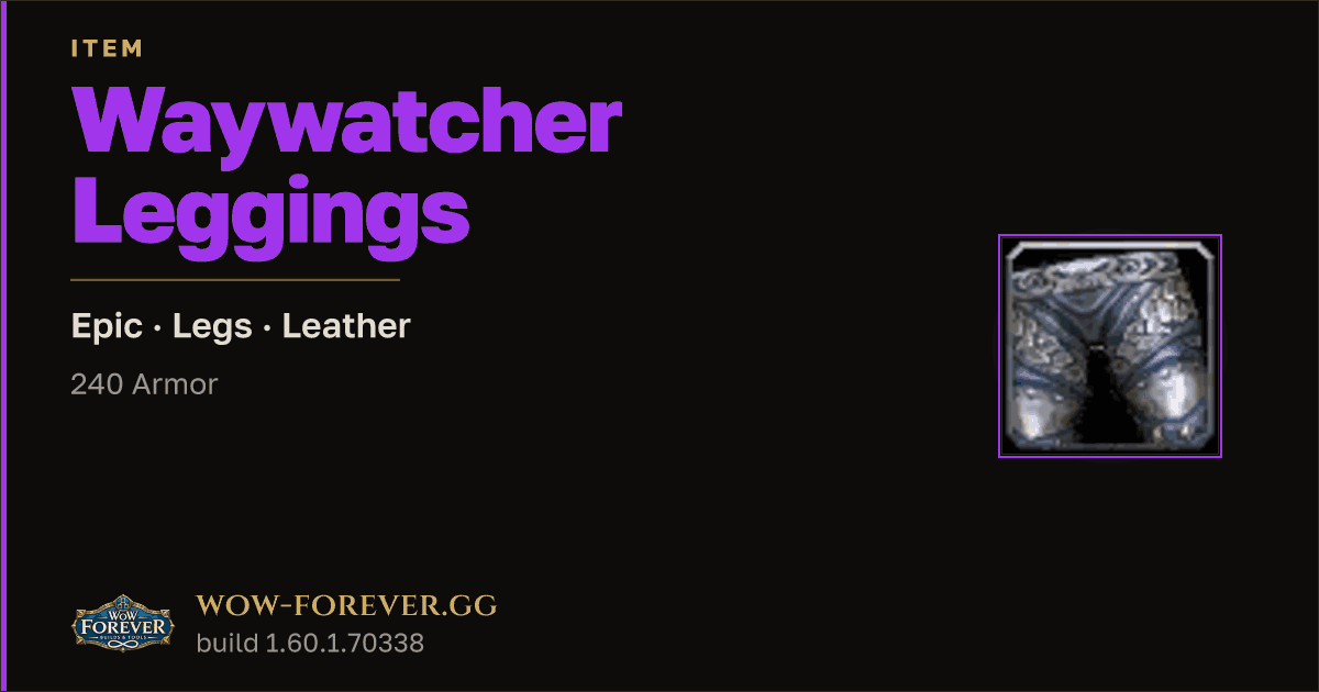 The preview card for Waywatcher Leggings