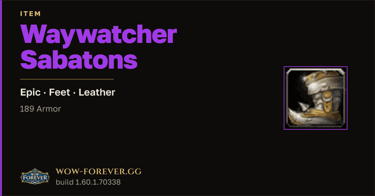 The preview card for Waywatcher Sabatons