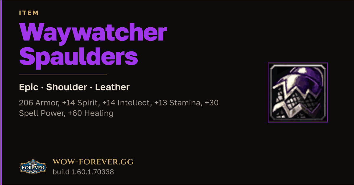 The preview card for Waywatcher Spaulders