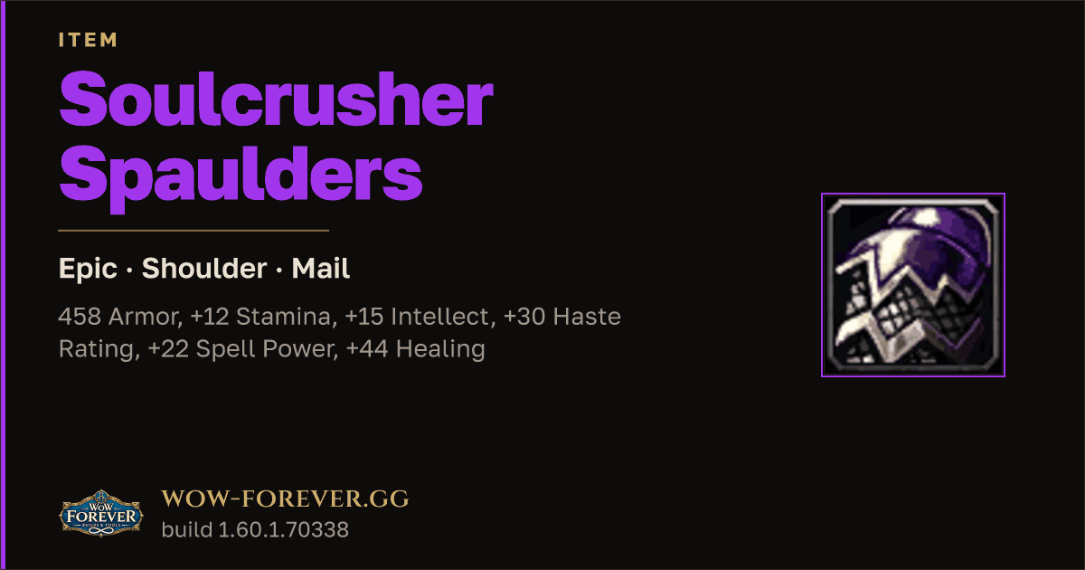 The preview card for Soulcrusher Spaulders