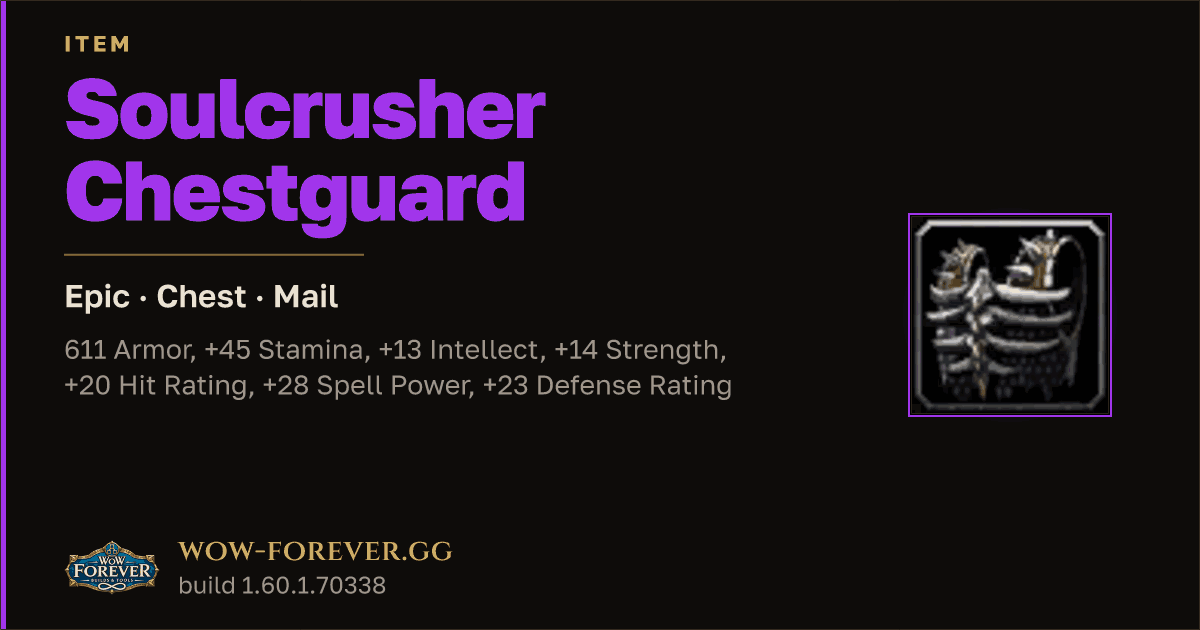 The preview card for Soulcrusher Chestguard