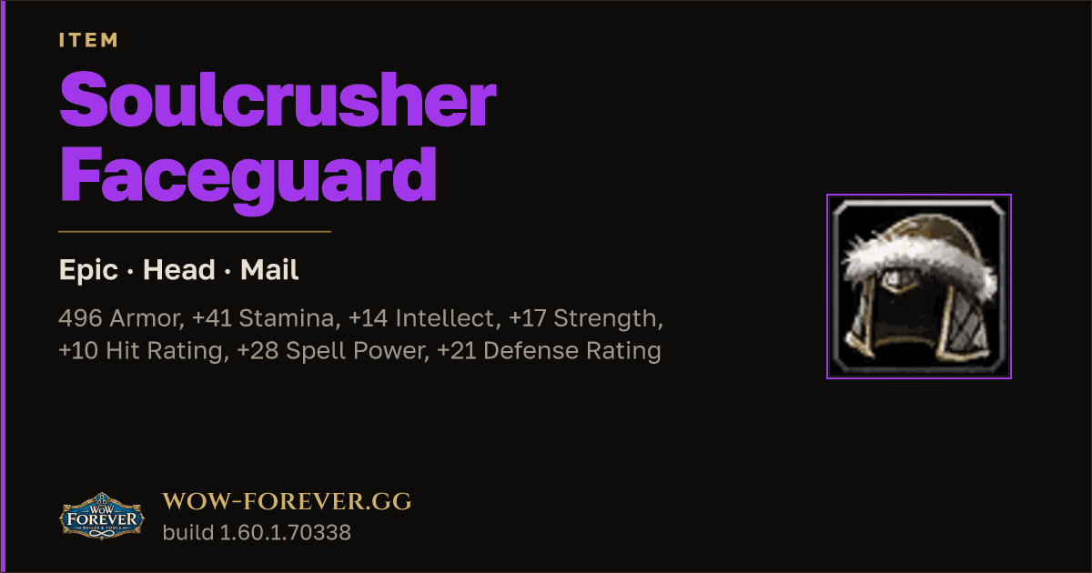 The preview card for Soulcrusher Faceguard