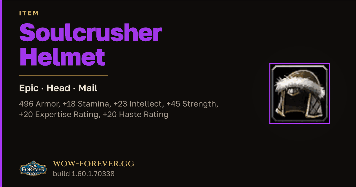 The preview card for Soulcrusher Helmet
