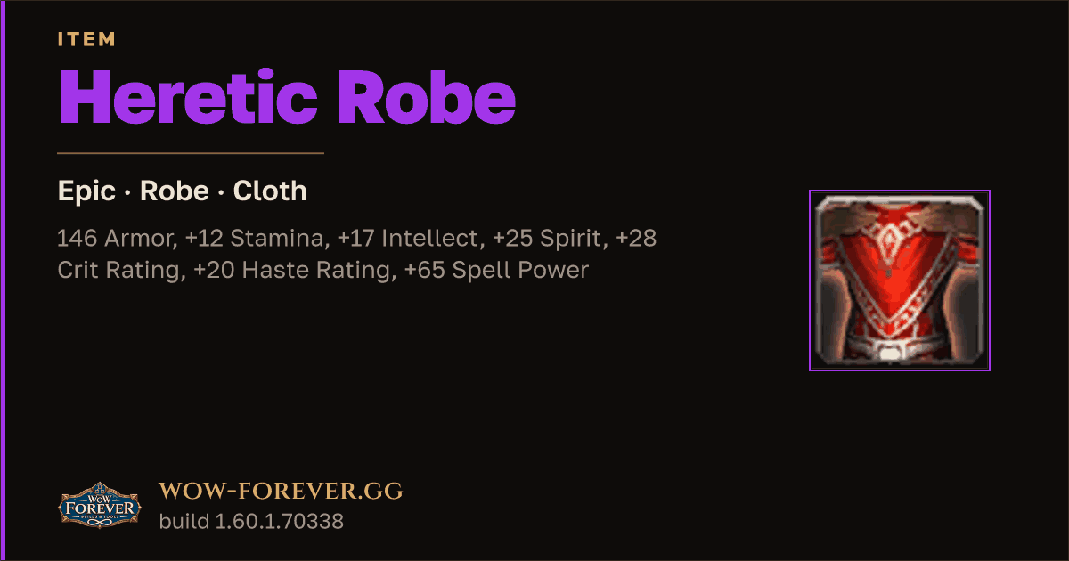 The preview card for Heretic Robe
