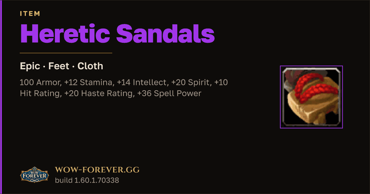 The preview card for Heretic Sandals