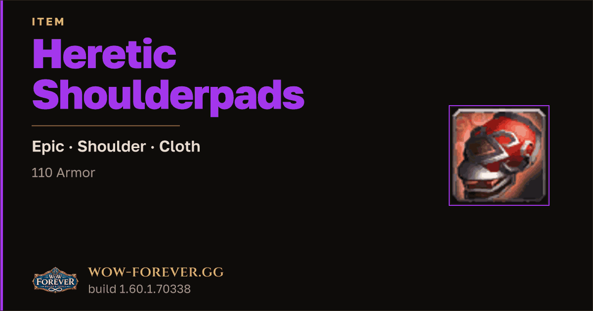 The preview card for Heretic Shoulderpads