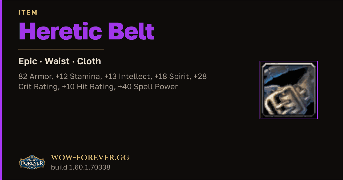 The preview card for Heretic Belt