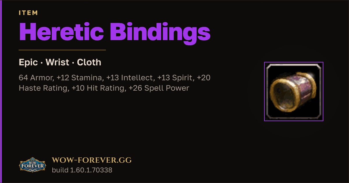 The preview card for Heretic Bindings