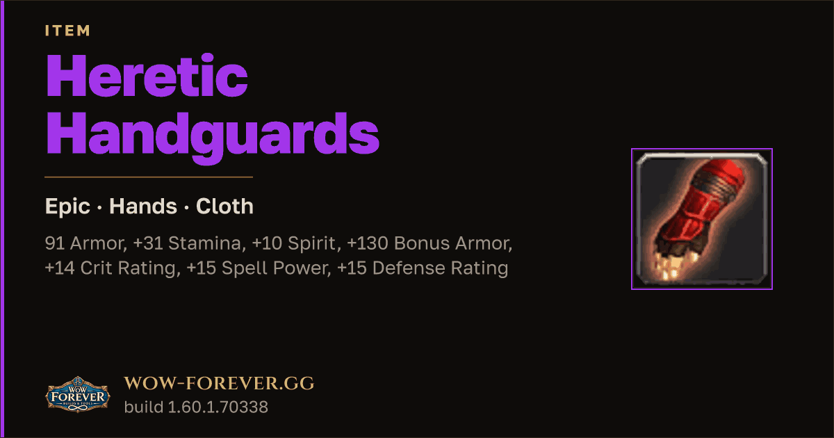 The preview card for Heretic Handguards