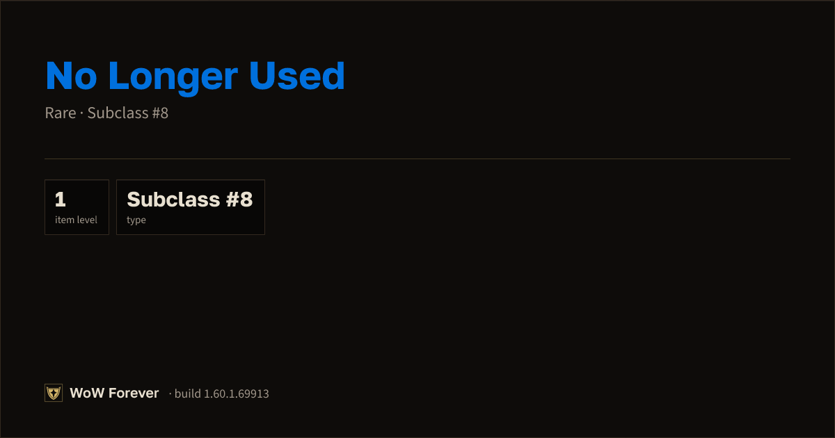 The preview card for No Longer Used - Rare Consumable, Item Level 1