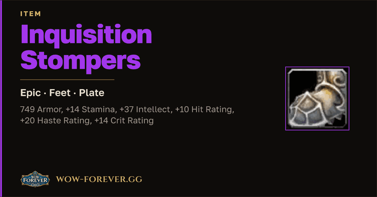 The preview card for Inquisition Stompers