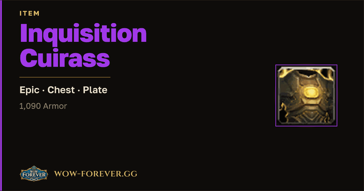 The preview card for Inquisition Cuirass