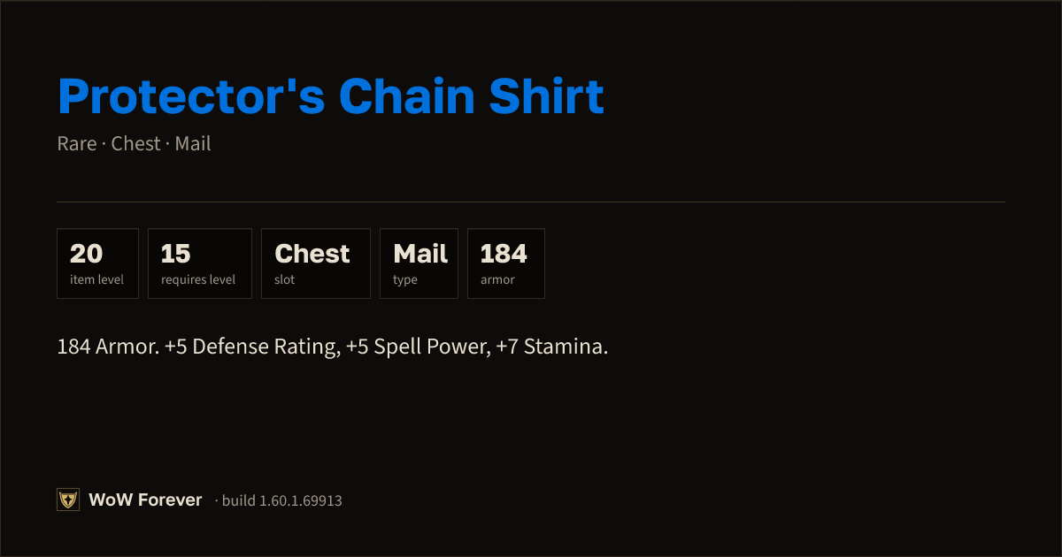 The preview card for Protector's Chain Shirt - Rare Mail Chest