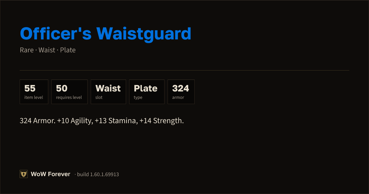 The preview card for Officer's Waistguard - Rare Plate Waist