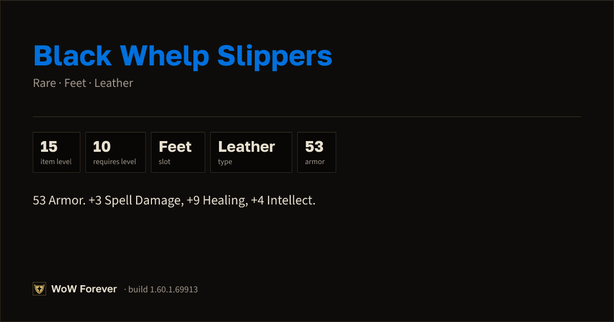 The preview card for Black Whelp Slippers - Rare Leather Feet