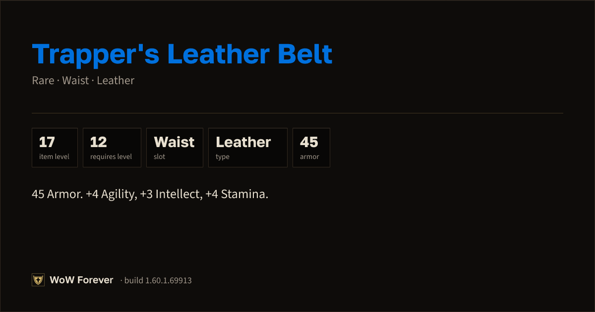 The preview card for Trapper's Leather Belt - Rare Leather Waist