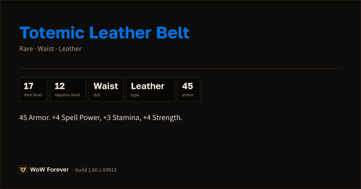 The preview card for Totemic Leather Belt - Rare Leather Waist