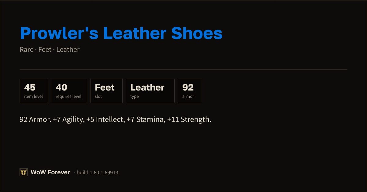 The preview card for Prowler's Leather Shoes - Rare Leather Feet