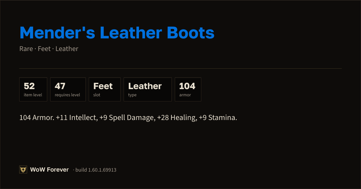 The preview card for Mender's Leather Boots - Rare Leather Feet