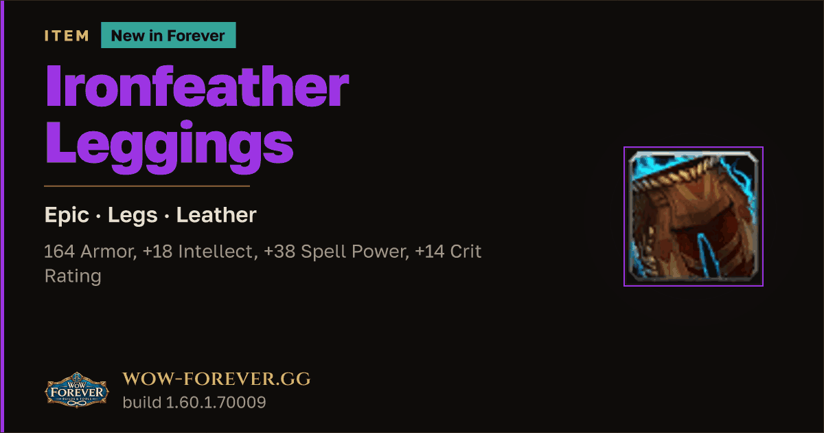 The preview card for Ironfeather Leggings - Epic Leather Legs