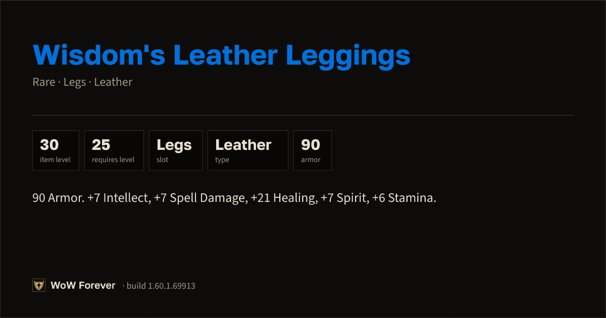 The preview card for Wisdom's Leather Leggings - Rare Leather Legs