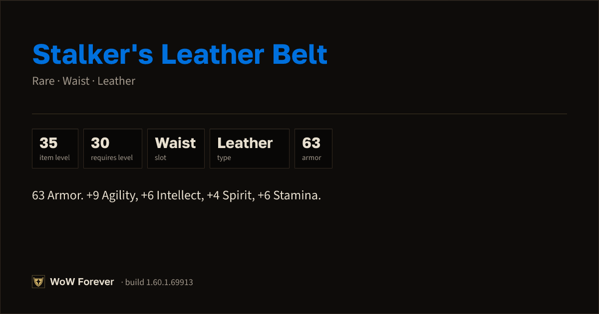 The preview card for Stalker's Leather Belt - Rare Leather Waist