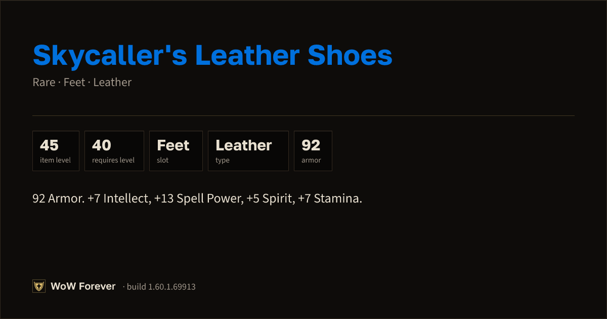 The preview card for Skycaller's Leather Shoes - Rare Leather Feet