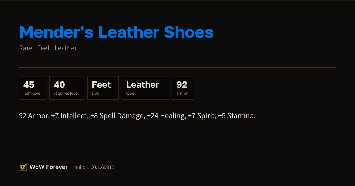 The preview card for Mender's Leather Shoes - Rare Leather Feet