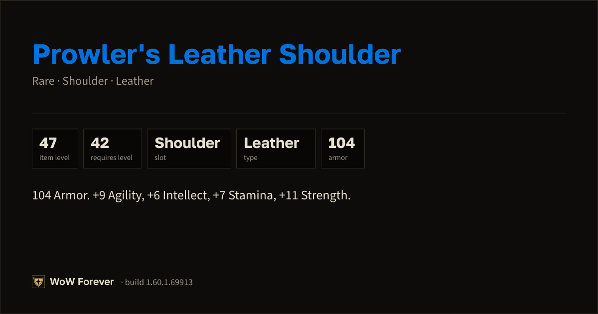 The preview card for Prowler's Leather Shoulder - Rare Leather Shoulder