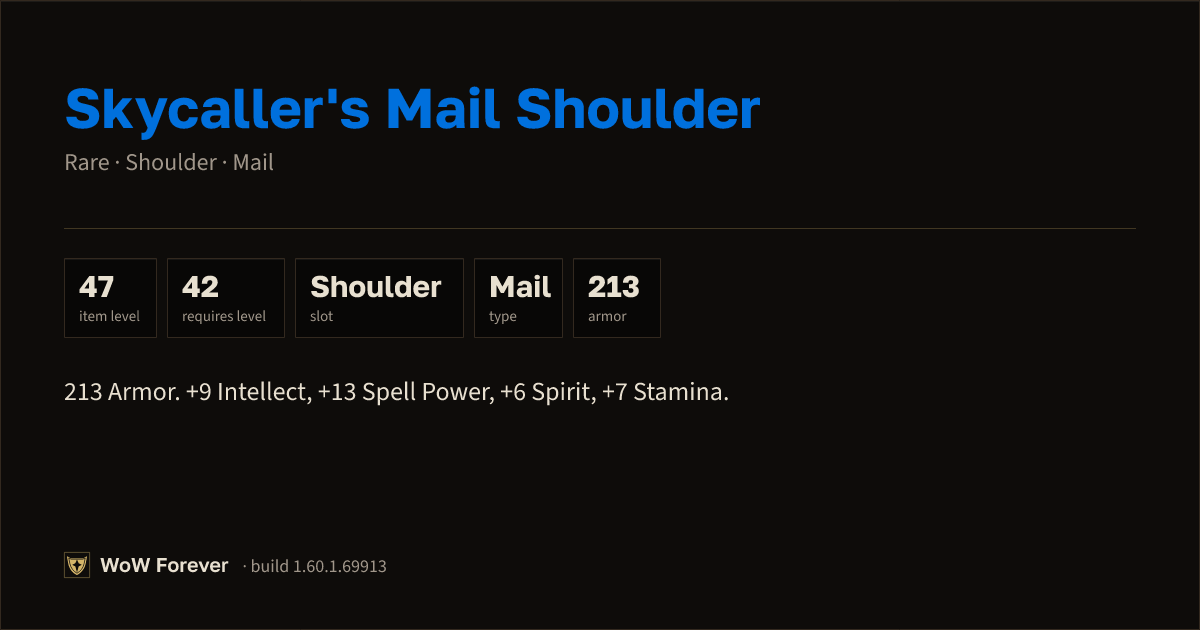 The preview card for Skycaller's Mail Shoulder - Rare Mail Shoulder