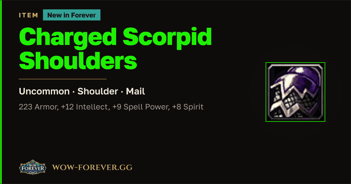 The preview card for Charged Scorpid Shoulders