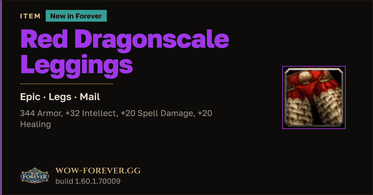 The preview card for Red Dragonscale Leggings - Epic Mail Legs