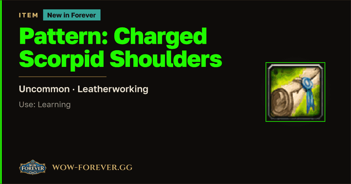 The preview card for Pattern: Charged Scorpid Shoulders
